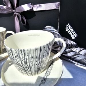 Porcelain Mug With Saucer - Black