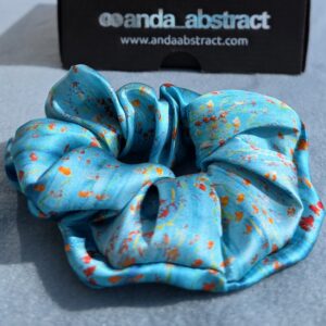 Anda Abstract Silk Hair Scrunchie "Poppies" Big 5cm