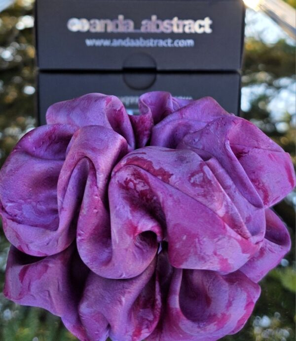 Anda Abstract Large Silk Hair Scrunchie - "Roses"
