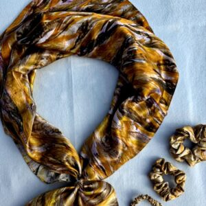 Anda Abstract Silk Scrunchie - "Golden Sand" Micro 1cm
