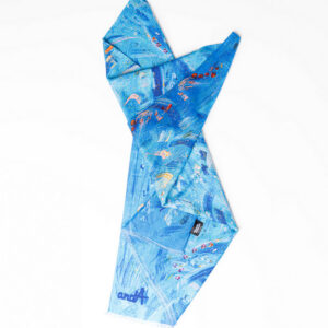 Anda Abstract Wool Scarf - "Sky"