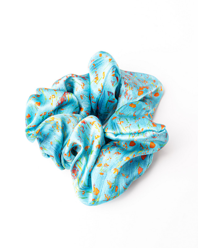 Poppies - Silk Hair Scrunchie Large 5 cm - Image 4