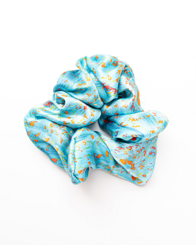 Poppies - Silk Hair Scrunchie Large 5 cm - Image 3