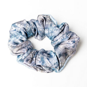 Anda Abstract Silk Hair Scrunchie - "Ice Rink" Medium