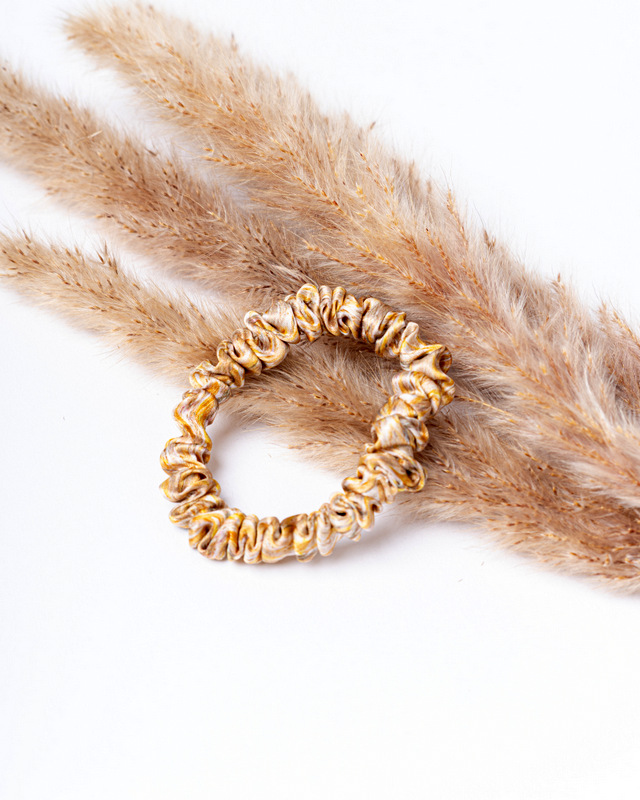 Golden Sand - Silk Hair Scrunchie Micro 1 cm - Image 3