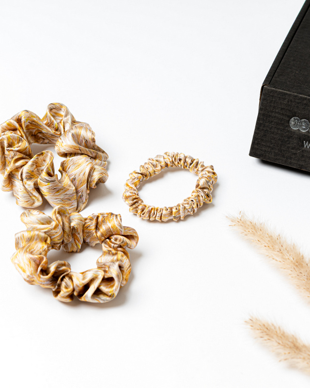 Golden Sand - Silk Hair Scrunchie Medium 3.5 cm - Image 3