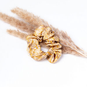 Anda Abstract Silk Hair Scrunchie - "Golden Sand" Medium