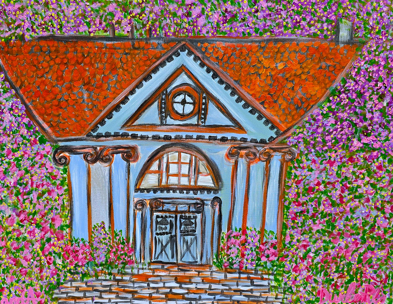 Anda Abstract Painting - "Durbes Castle In Roses"