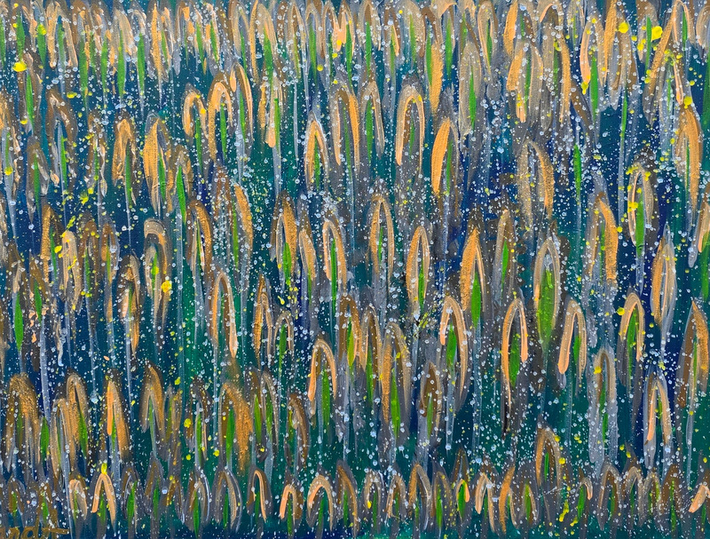 Anda Abstract Painting - "Moonlight Reflections"