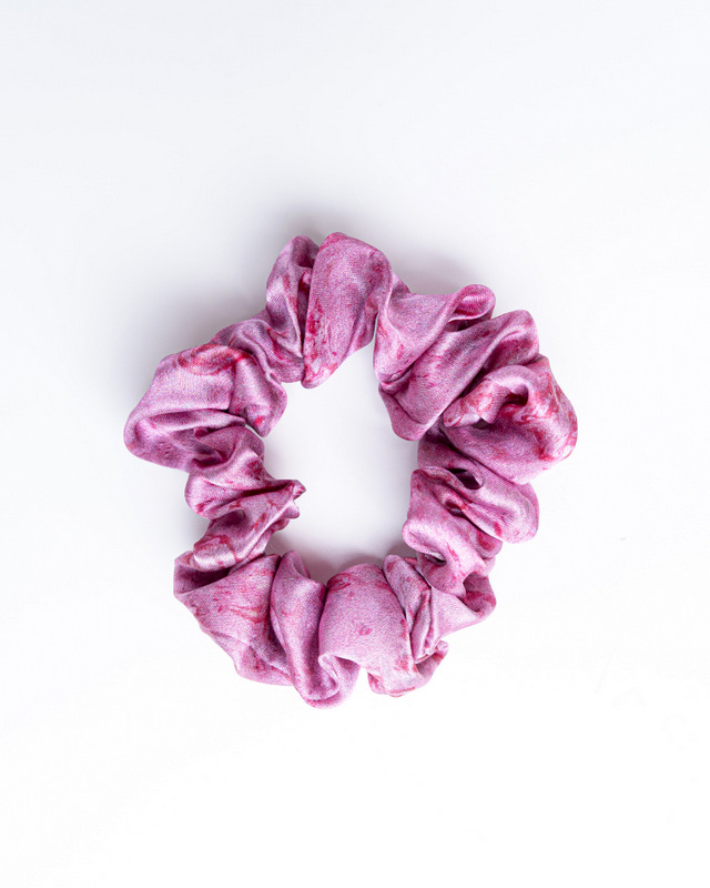 Anda Abstract Silk Hair Scrunchie - "Roses" Small