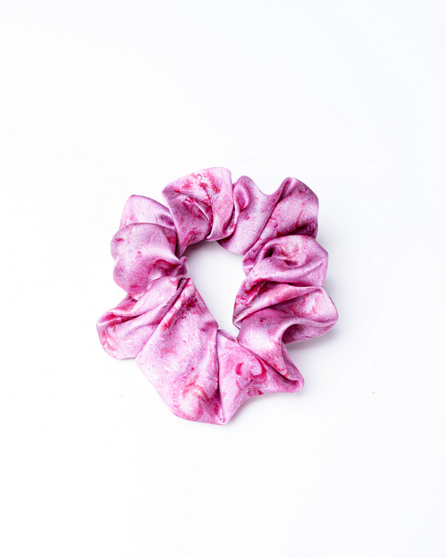 Anda Abstract Silk Hair Scrunchie - "Poppies" Medium