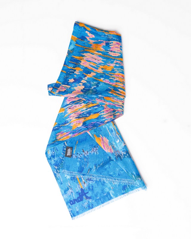 Anda Abstracr Wool Scarf = "Seaside"