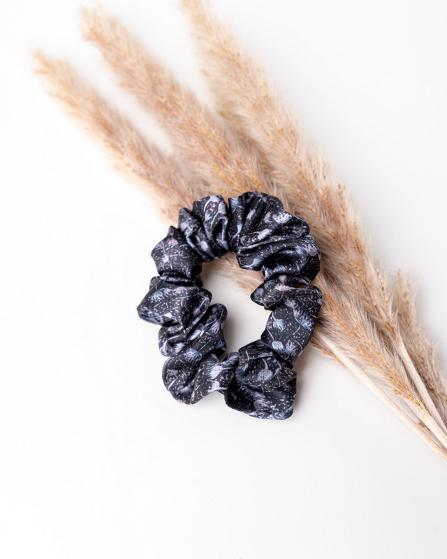 Anda Abstract Silk Hair Scrunchie - "Golden Sand" Medium