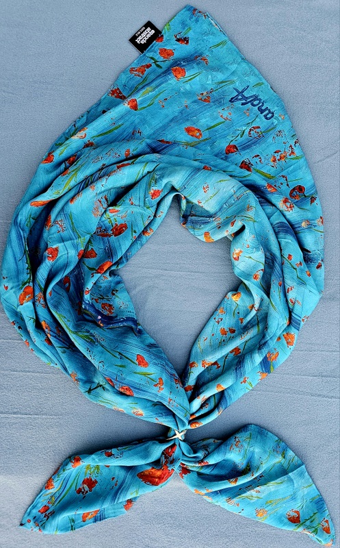 Anda Abstract Silk Scarf "Poppies_Large"
