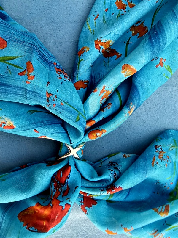 Poppies – Large Silk Scarf 110x110 cm - Image 4