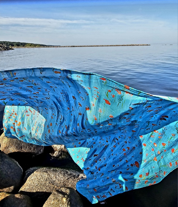 Poppies – Large Silk Scarf 110x110 cm - Image 3