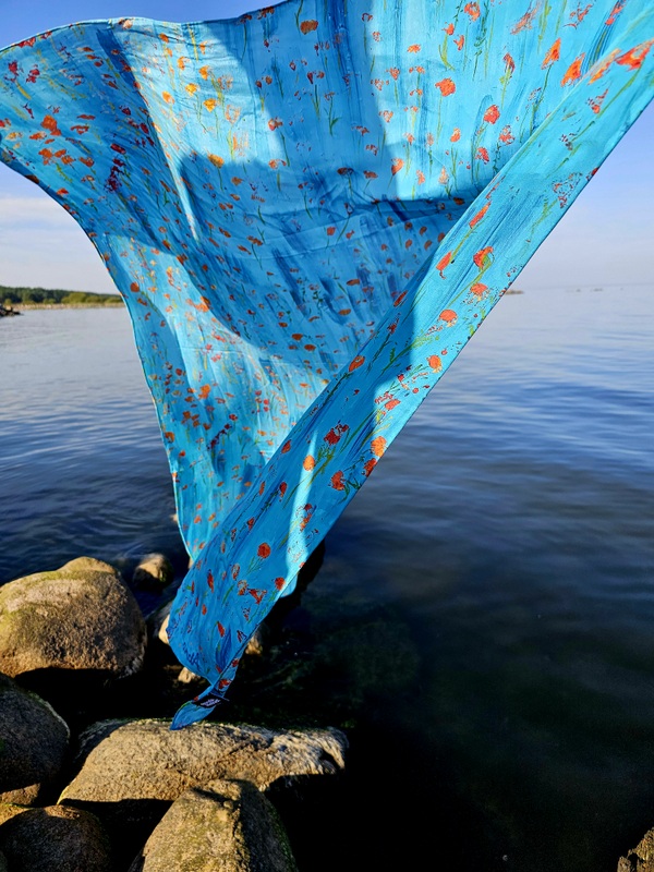 Poppies – Large Silk Scarf 110x110 cm - Image 2