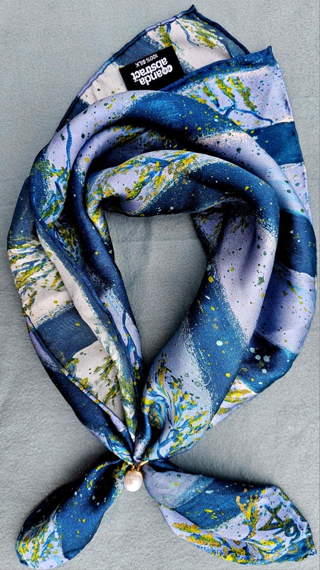 Anda Abstract Small Silk Scarf - "Golden Age"