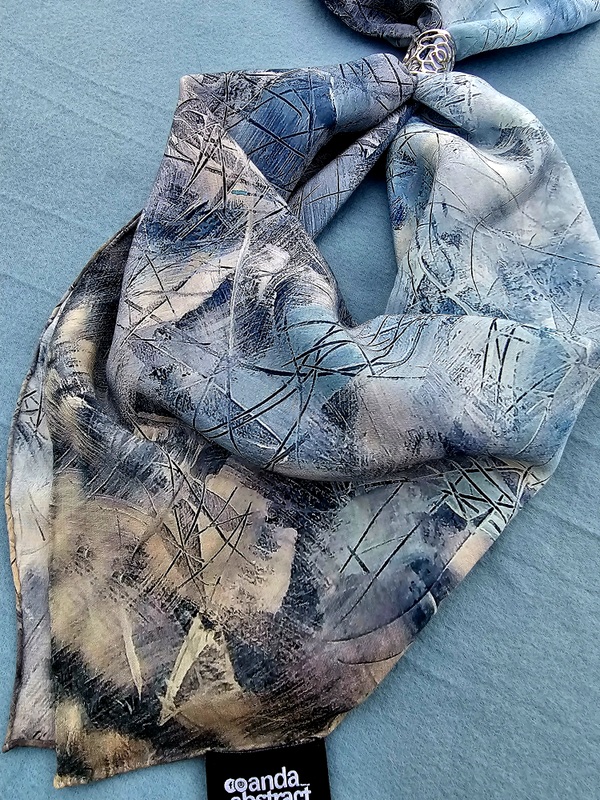 Skating - Anda Abstract Small Silk Scarf 55x55 cm - Image 2