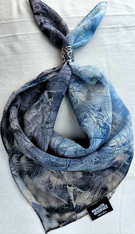 Skating - Anda Abstract Small Silk Scarf 55x55 cm - Image 3