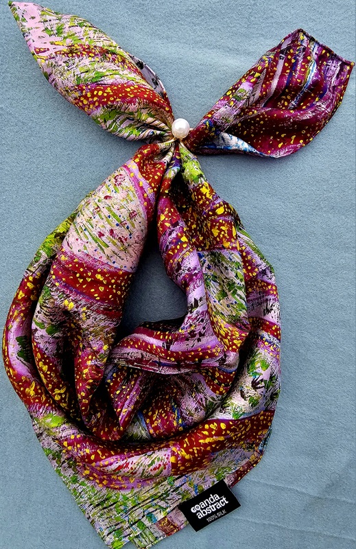 Synergy - Anda Abstract Small Silk Scarf 55x55 cm - Image 3